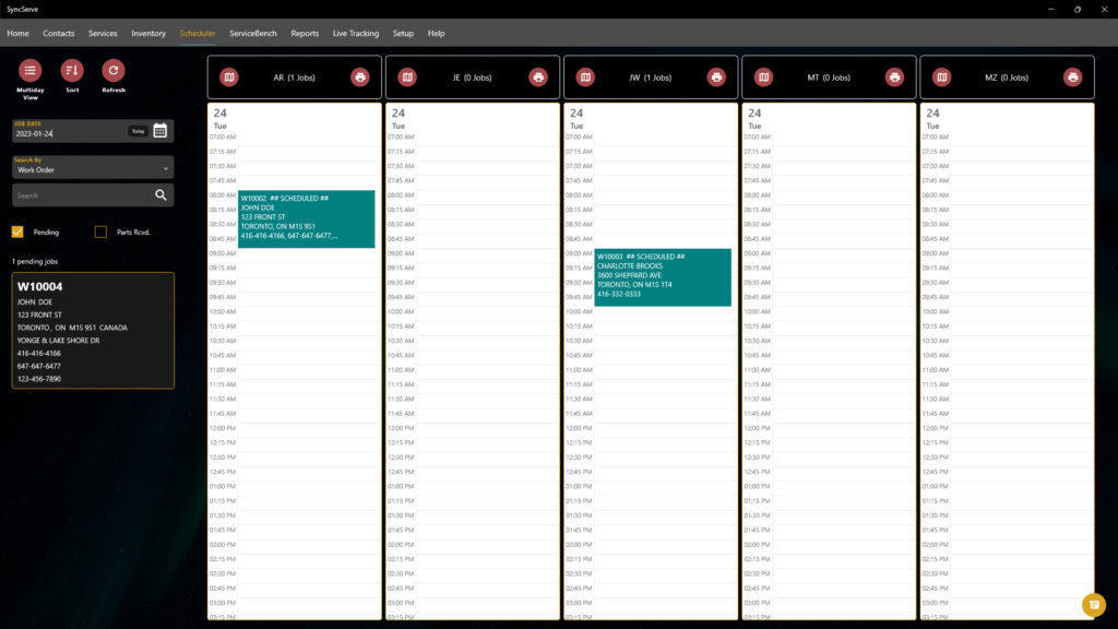Scheduler Screen